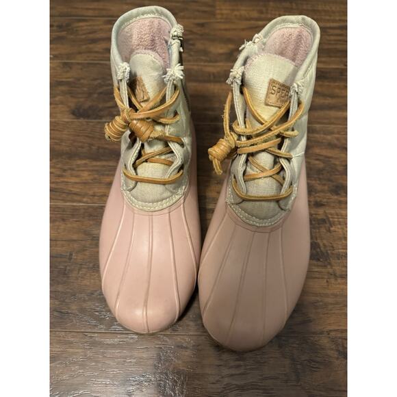 Sperry Top Sider Pink Wool Duck Boots Women’s STS80410 Waterproof Rubber Sz:7 - Picture 3 of 9